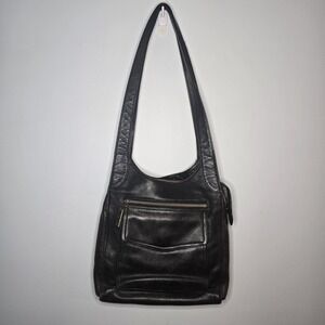 Vintage Fossil Shoulder Bag Large Black Pebbled Leather